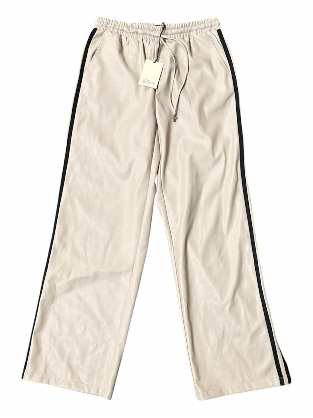 Elan NWT Foxie Cream Track Pants with Black Side Stripes SUPER SOFT